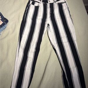 BDG High Rise Black and White Striped Jeans